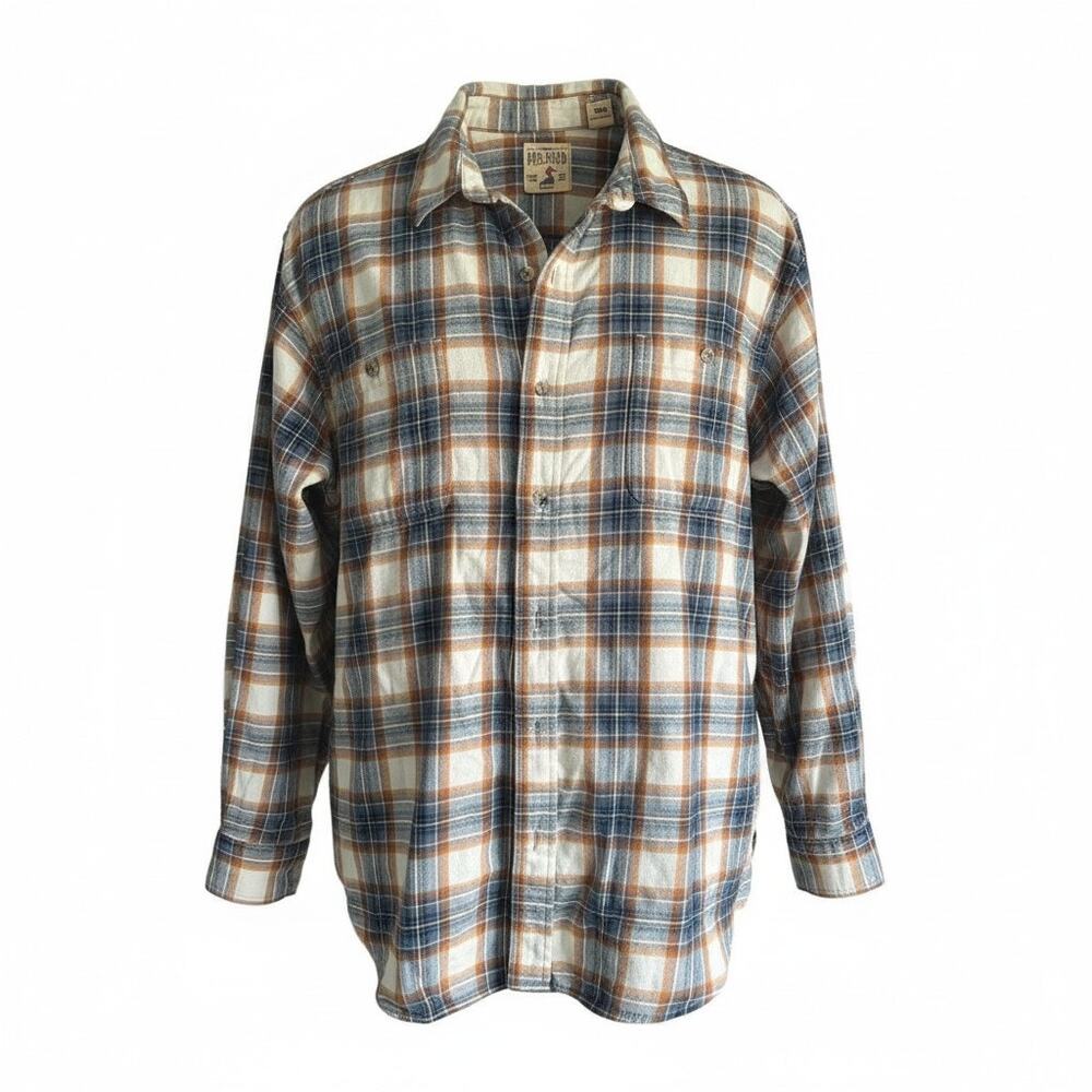 RedHead Brand Co. Flannel Shirt 4TG – Plaid Duck Logo, Brown/Blue